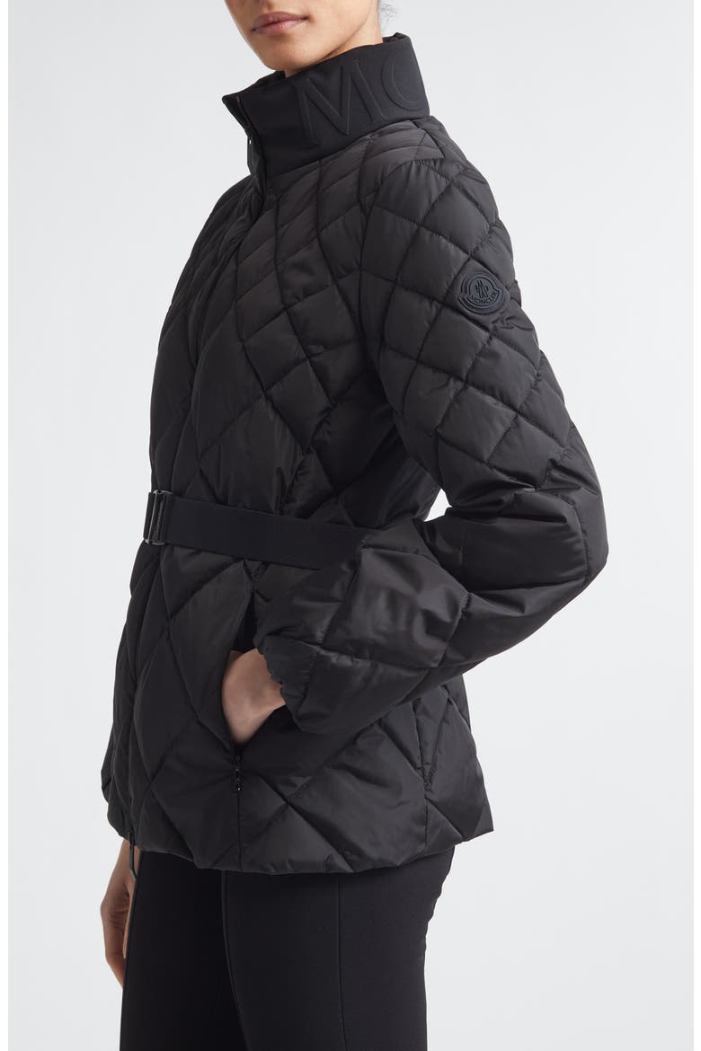 Balsamine Belted Water Repellent Quilted Down Jacket, Alternate, color, BLACK