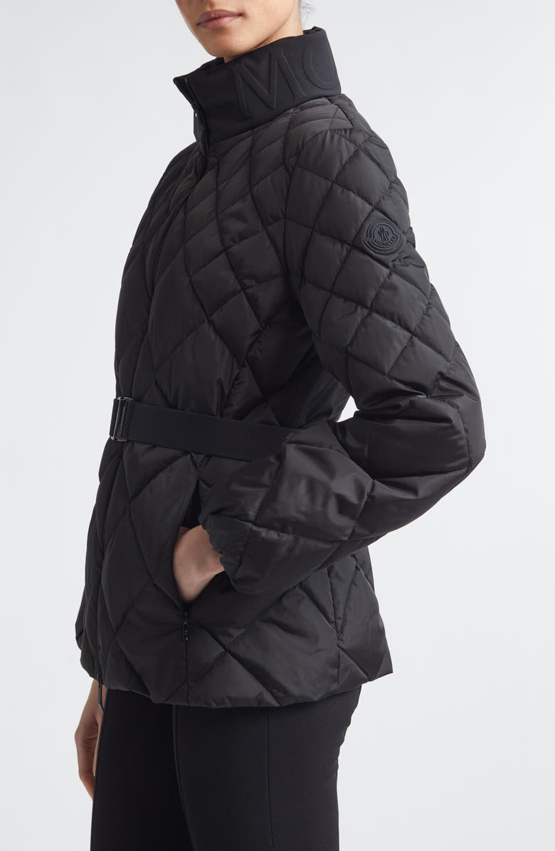 Moncler Balsamine Belted Water Repellent Quilted Down Jacket, Alternate, color, Black