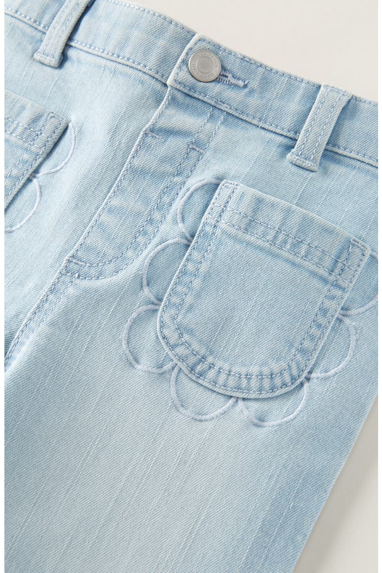Kids' Embroidered Scallop Wide-Leg Jeans, Alternate, color, LIGHT INDIGO WASH