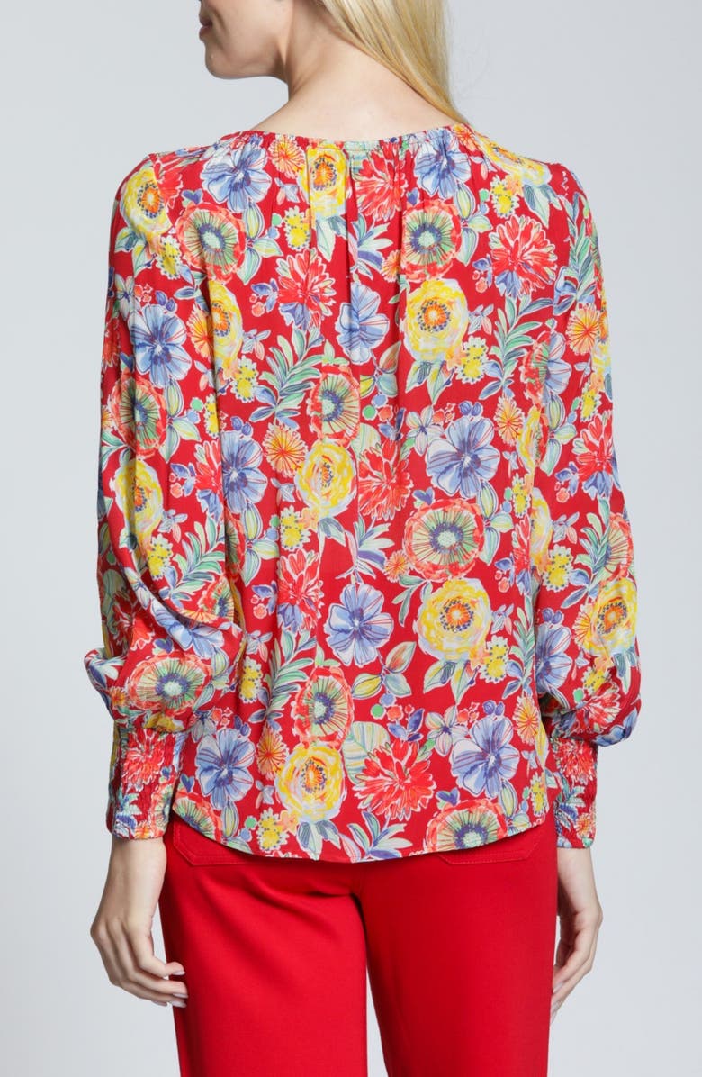 APNY Floral Smock Cuff Top, Alternate, color, Red Multi