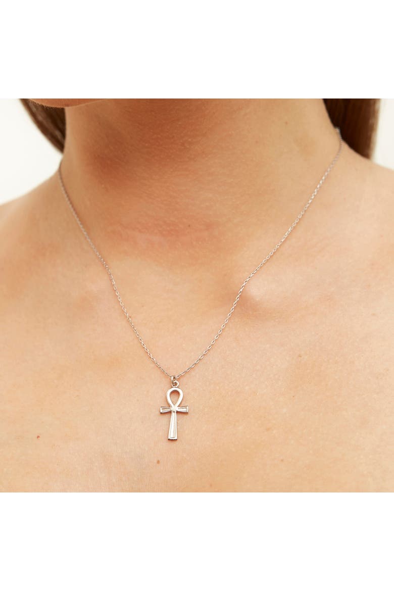Sterling Silver Egyptian Ankh Necklace, Alternate, color, Silver