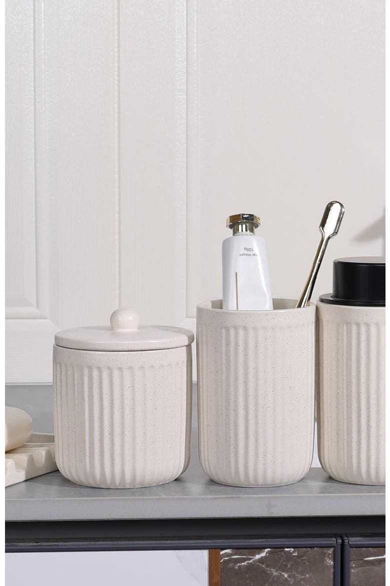 Pockmark Foaming Bathroom Set Recycled Eco-Clay, Alternate, color, Beige