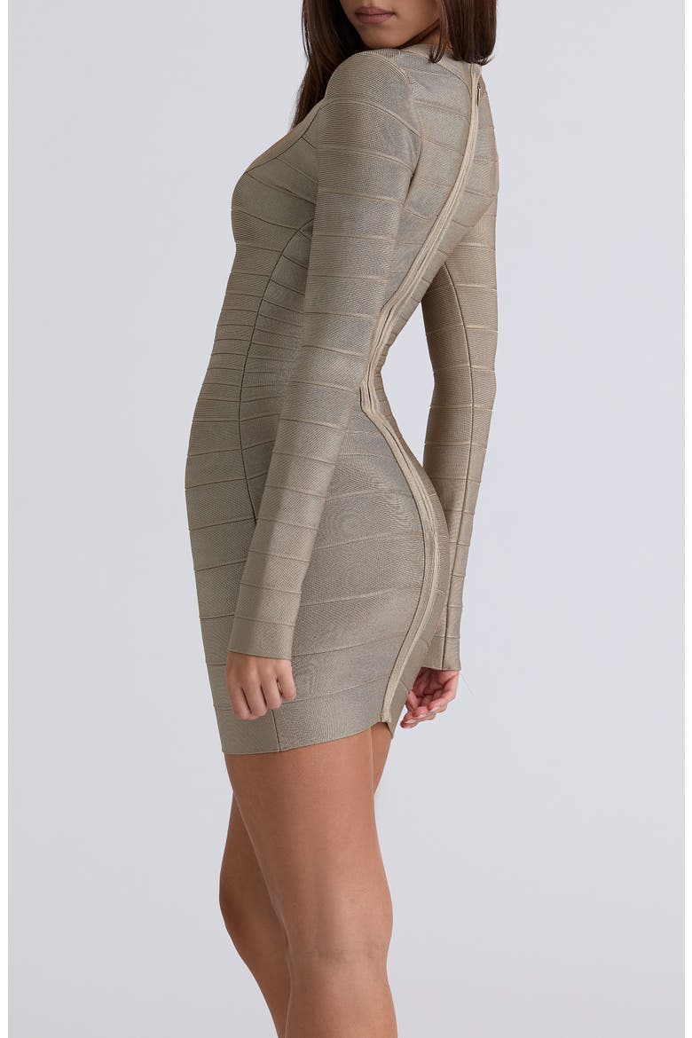 The OG Long Sleeve Bandage Minidress, Alternate, color, TAUPE