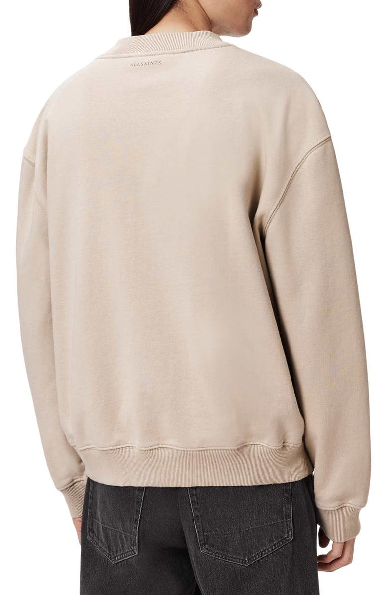 AllSaints Icon Oversize Cotton Crewneck Sweatshirt, Alternate, color, Sandstone Brown