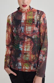 LUUKAA Ines Printed Mesh Top