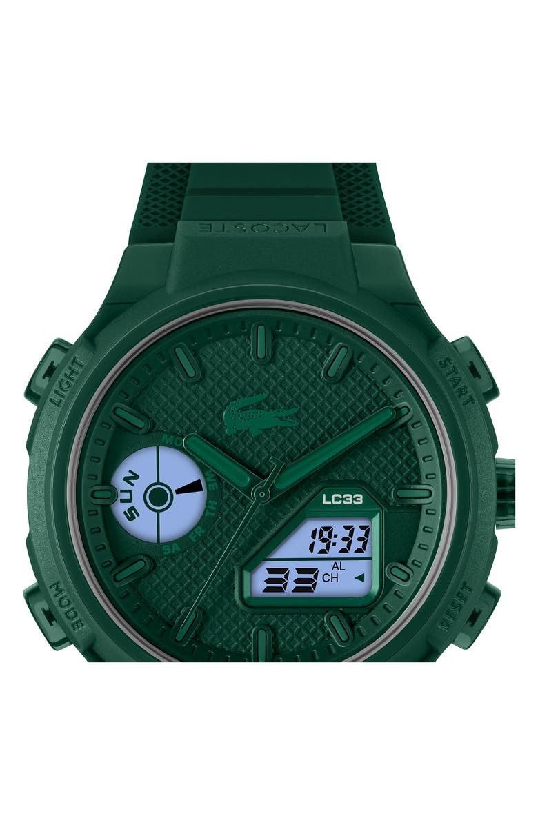 Lacoste LC33 Silicone Strap Watch, 45mm, Alternate, color, Green