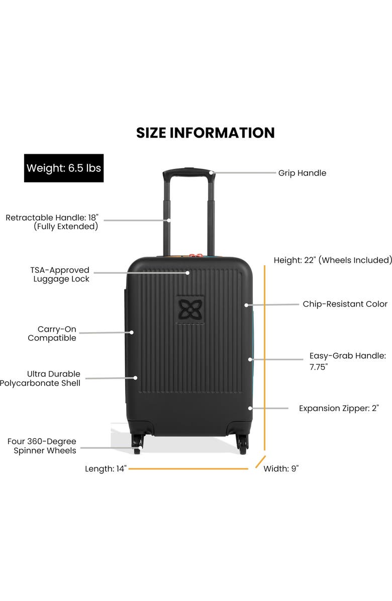Sherpani Meridian Hardside Luggage, 22 Inch Carry On, Alternate, color,