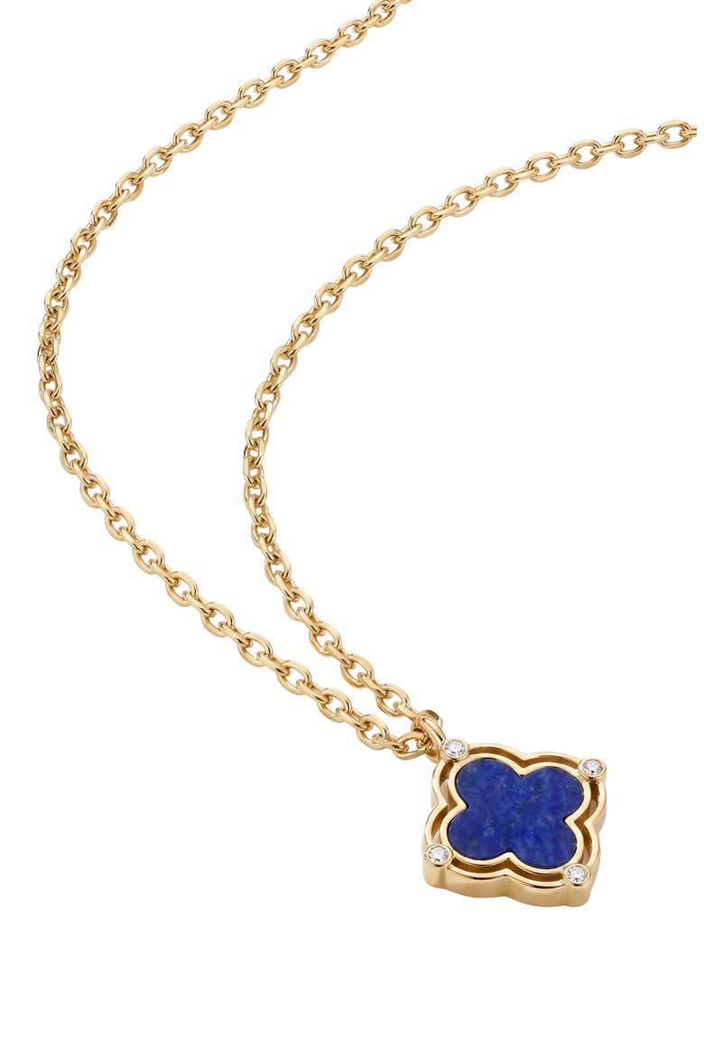 Amelia 14k Gold Plated Lapis Clover Necklace, Main, color, GOLD