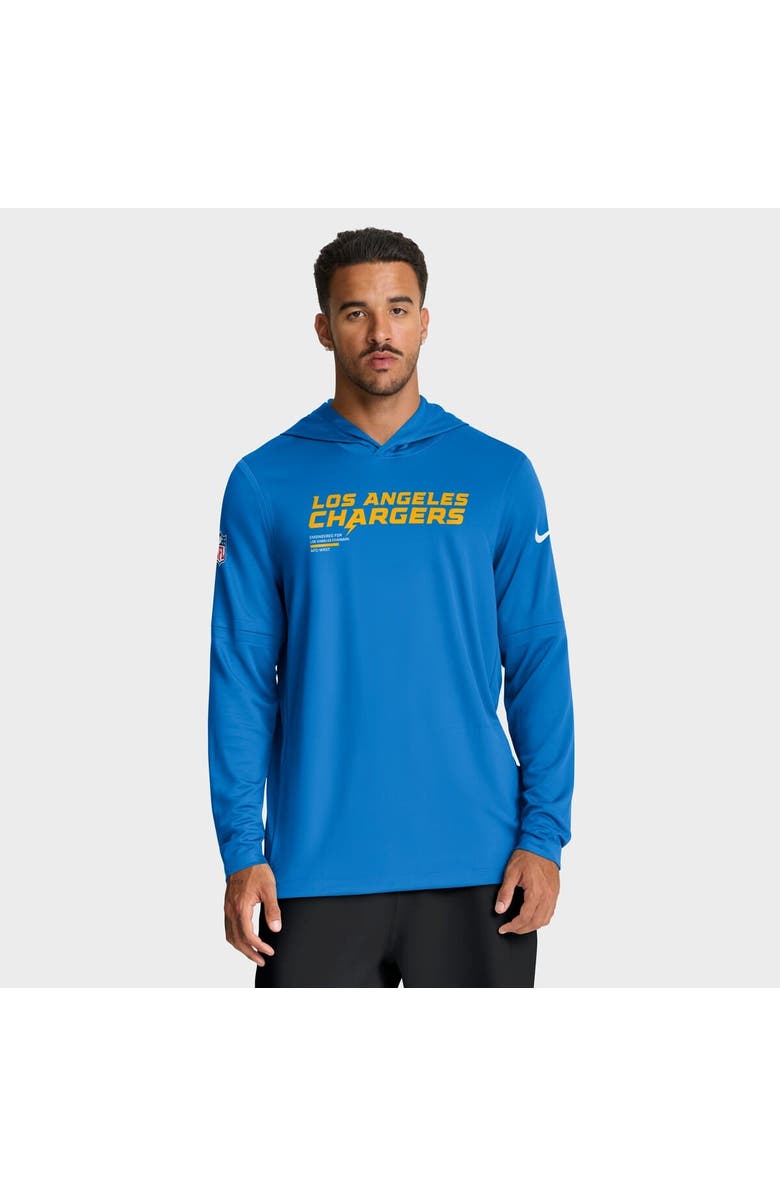 Nike Men's Nike Powder Blue Los Angeles Chargers Sideline Pure Fury Dri-FIT Long Sleeve Hoodie T-Shirt, Main, color, Powder Blue