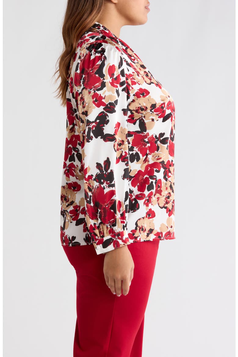 Floral Print Pleated Shoulder Top, Alternate, color, VANILLA ICE MULTI