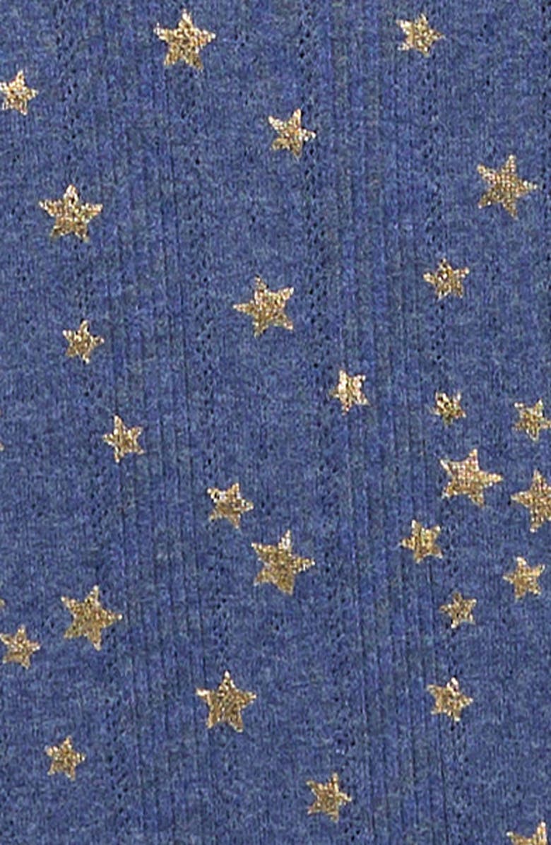 Mini Boden Kids' Frill Sleeve Pointelle Top, Alternate, color, Navy