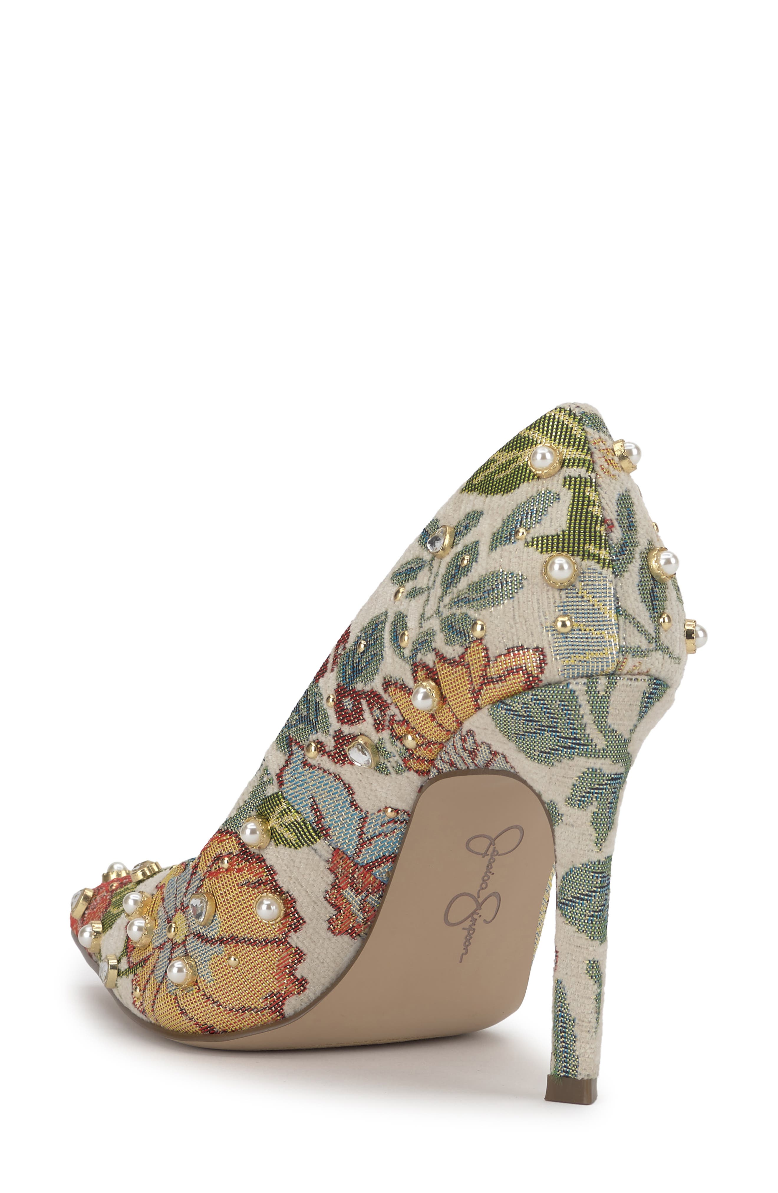 Welica Embellished Jacquard Pump, Alternate, color, NATURAL 01