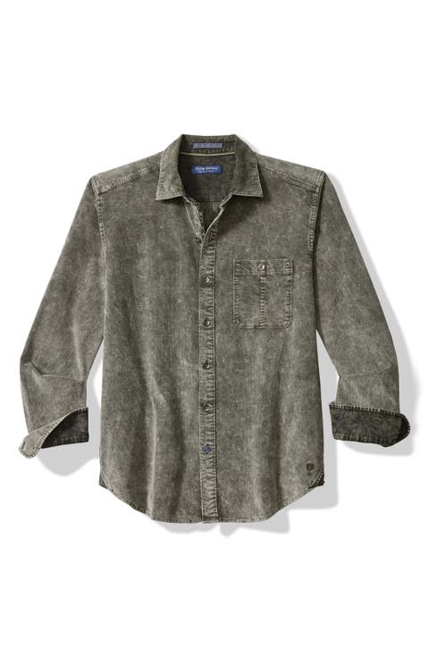 Coastline Sun Fade Stretch Cotton Corduroy Button-Up Shirt