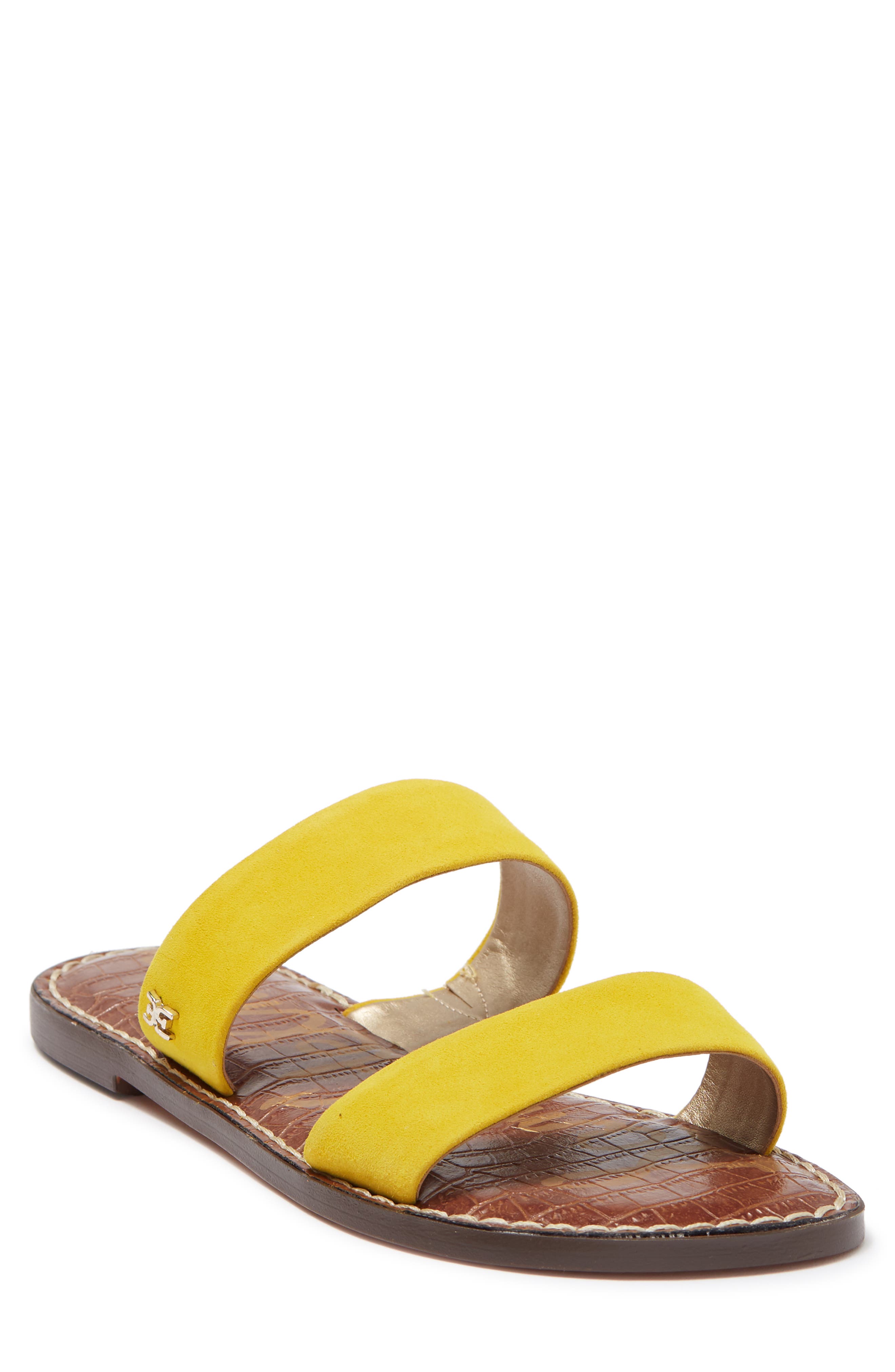 Gala Two Strap Slide Sandal, Main, color, GOLD YELLOW SUEDE