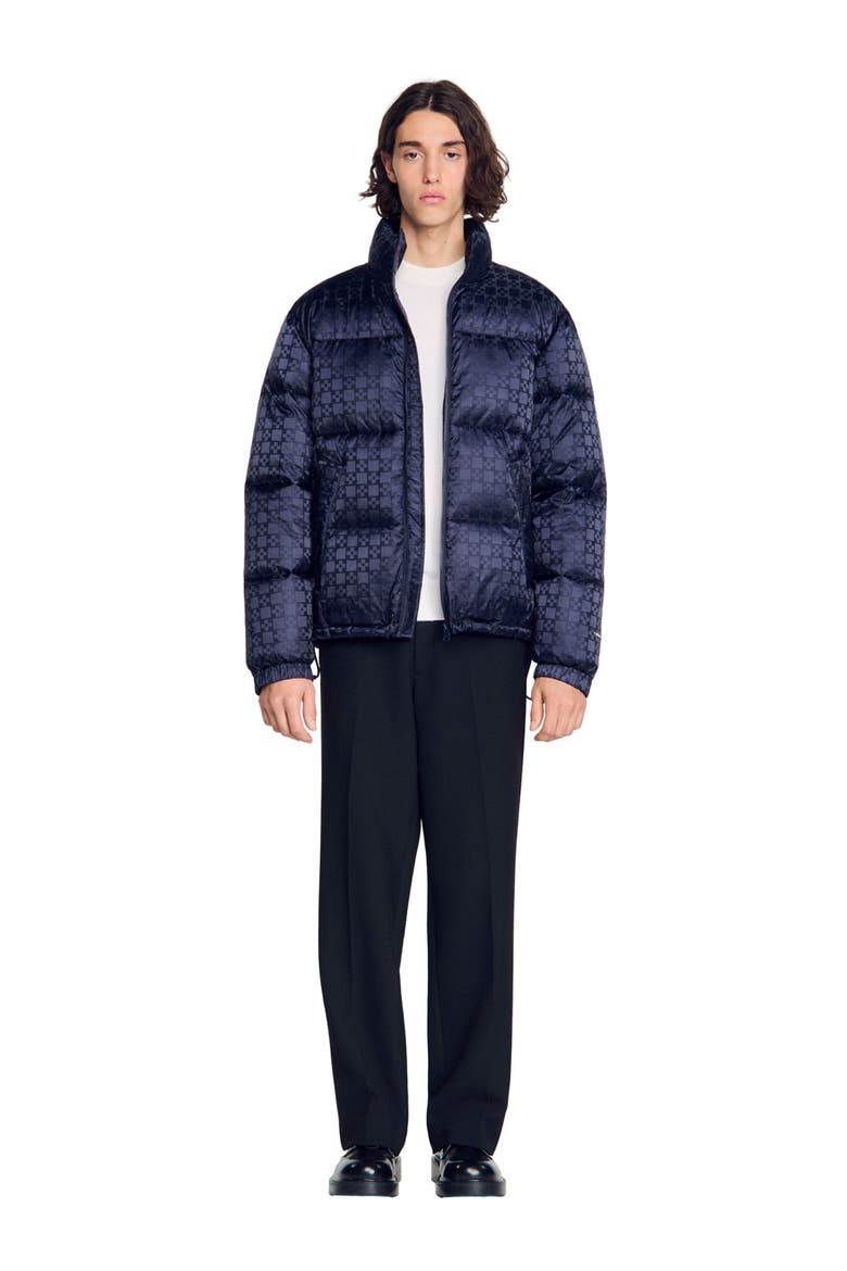 Water-repellent cross-motif puffer, Alternate, color, Midnight blue