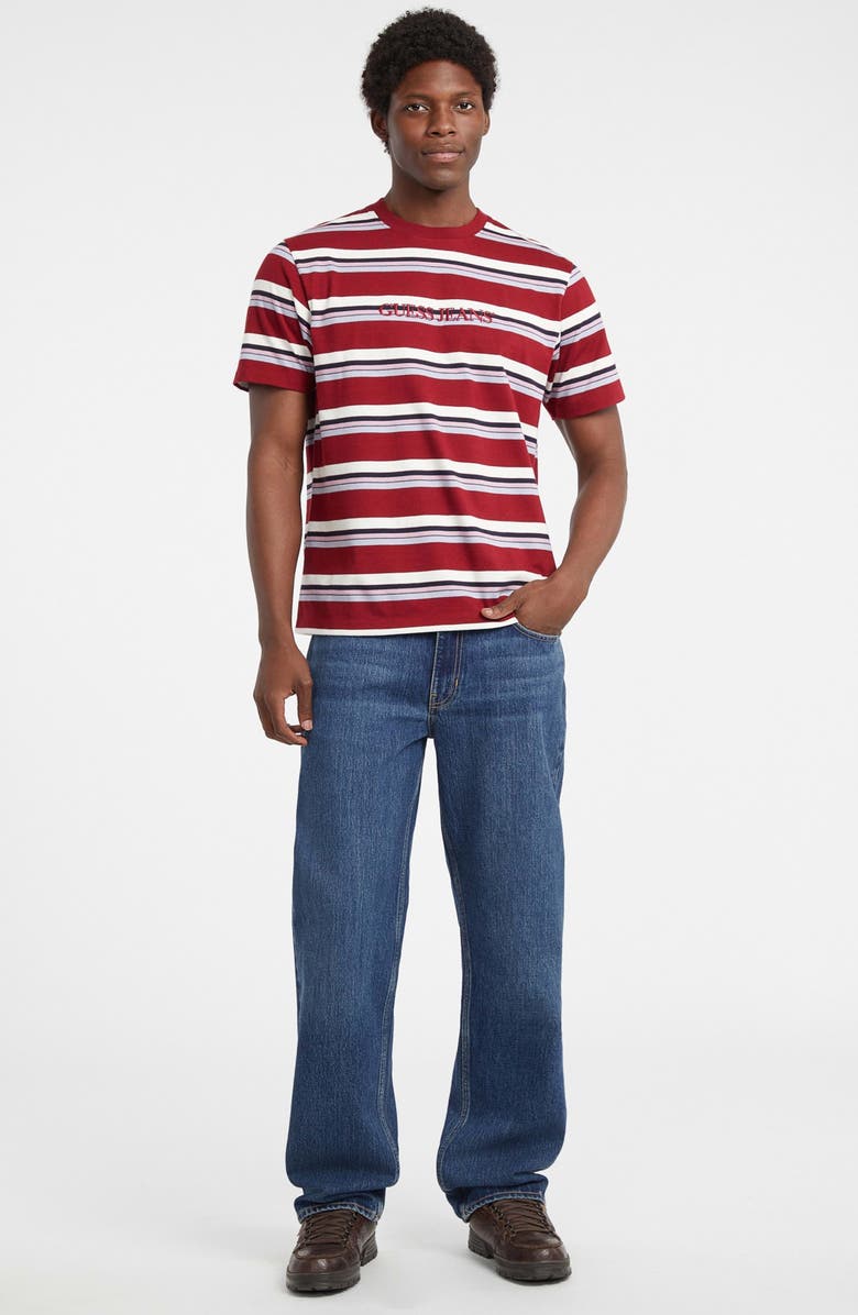 GUESS JEANS Embroidered Logo Stripe Organic Cotton T-Shirt, Alternate, color, Red
