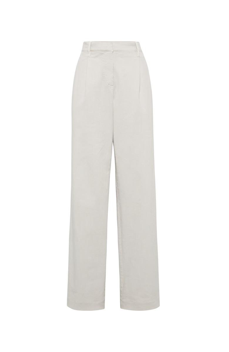 Brunello Cucinelli Stretch dyed denim loose straight trousers with monili, Main, color,