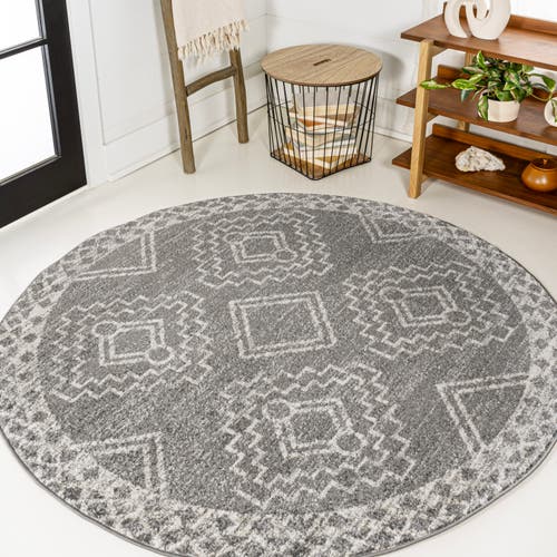Jonathan Y Amir Moroccan Beni Souk Round Area Rug In Gray/cream