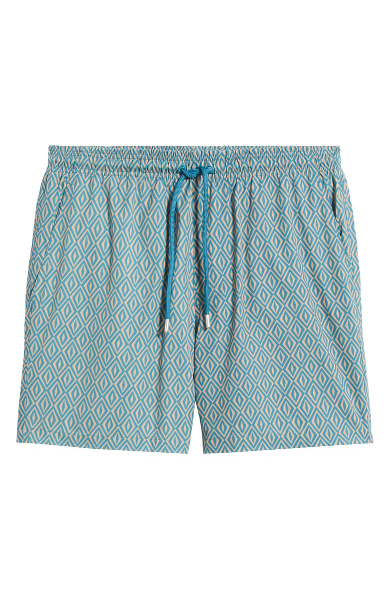 Stone Rose Retro Geometric Print Swim Trunks, Alternate, color, Blue
