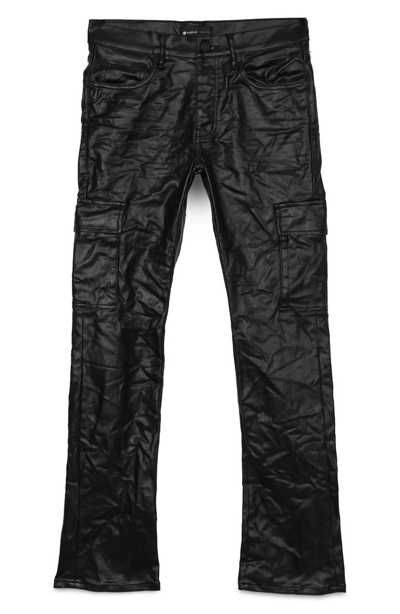 PURPLE BRAND Slim Boot Cut Coated Cargo Pants, Alternate, color, 