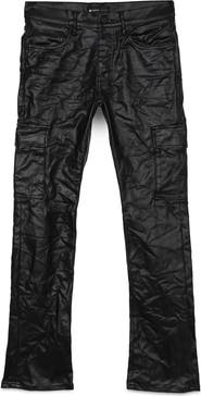 PURPLE BRAND Slim Boot Cut Coated Cargo Pants