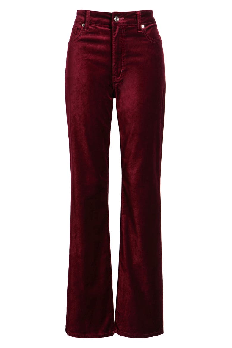 High Waist Bootcut Velvet Jeans, Alternate, color, DEEP GARNET