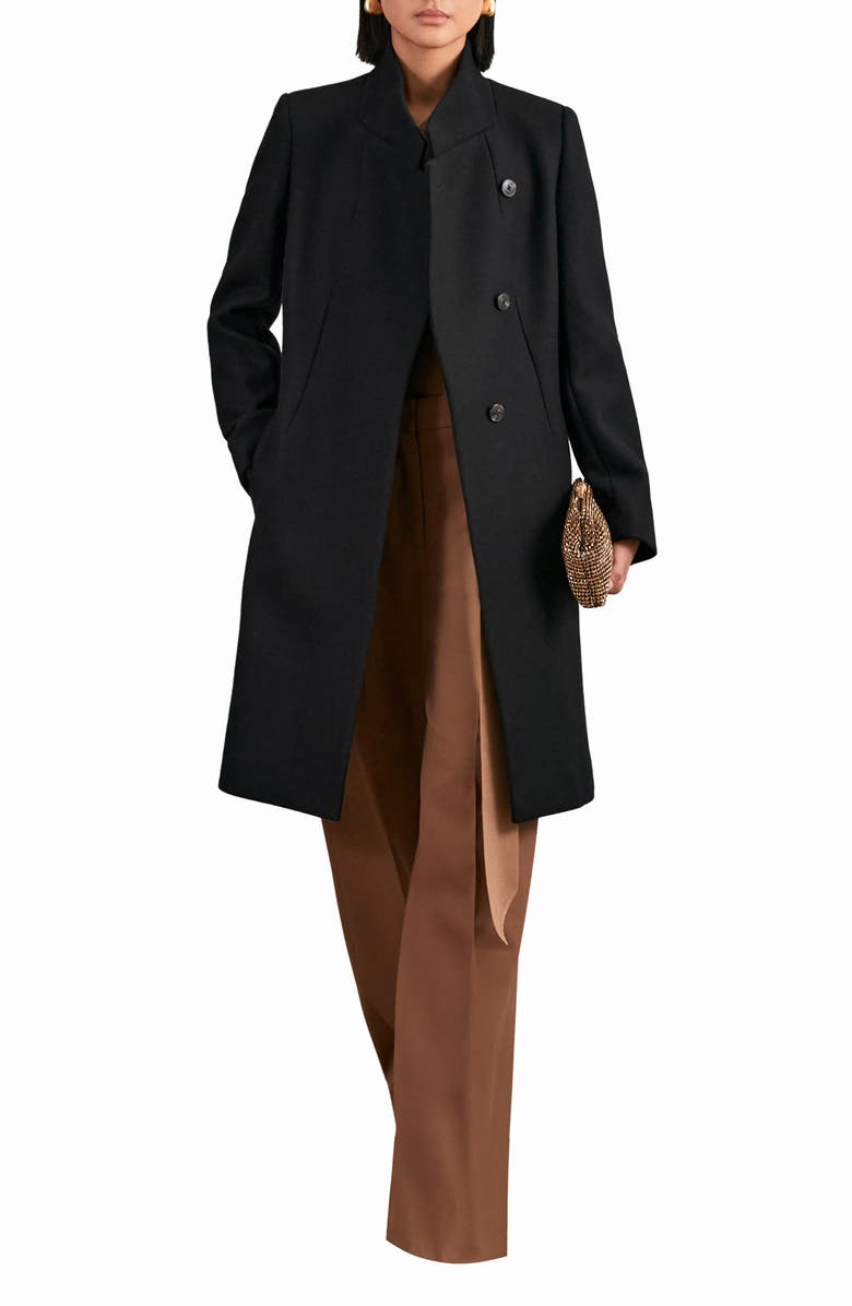 Reiss Max Wool Blend Coat, Alternate, color, Black