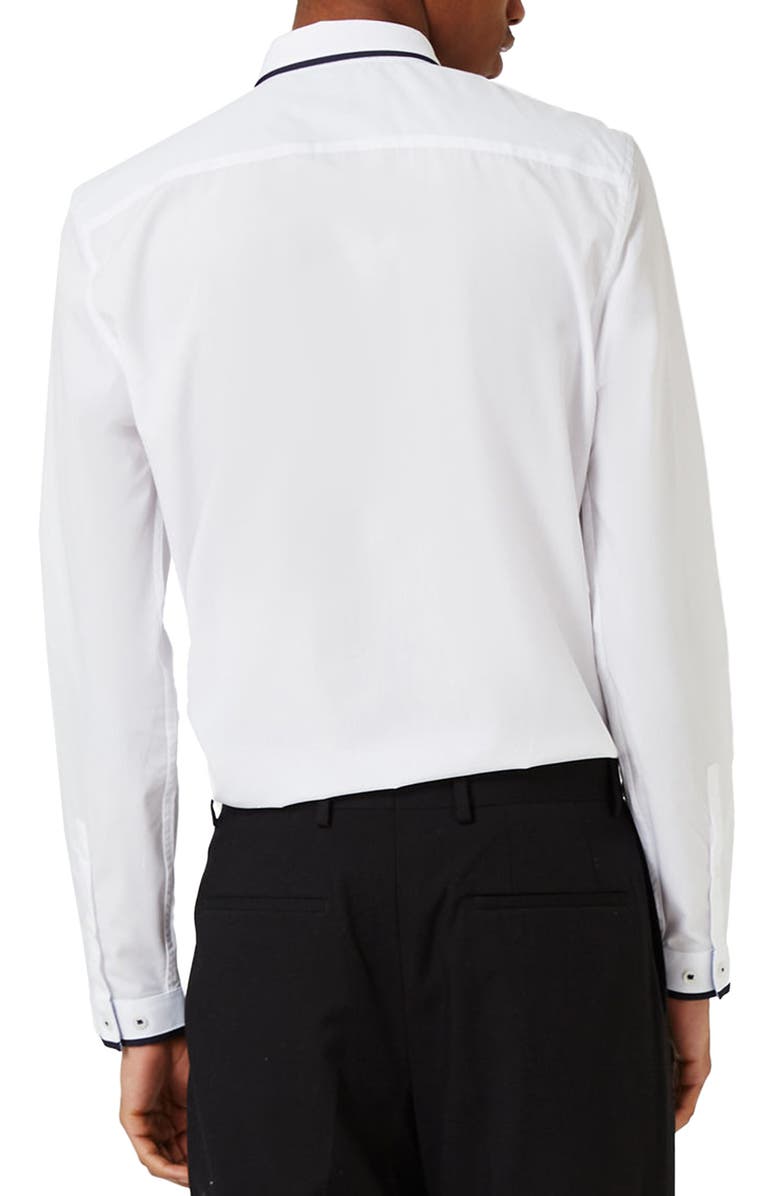 Topman White Contrast Dress Shirt, Alternate, color,