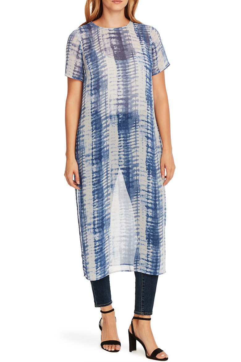 Shibori Chiffon Tunic Top, Main, color, BLUE CLOUD