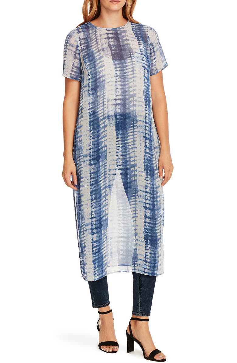 Vince Camuto Shibori Chiffon Tunic Top, Main, color,