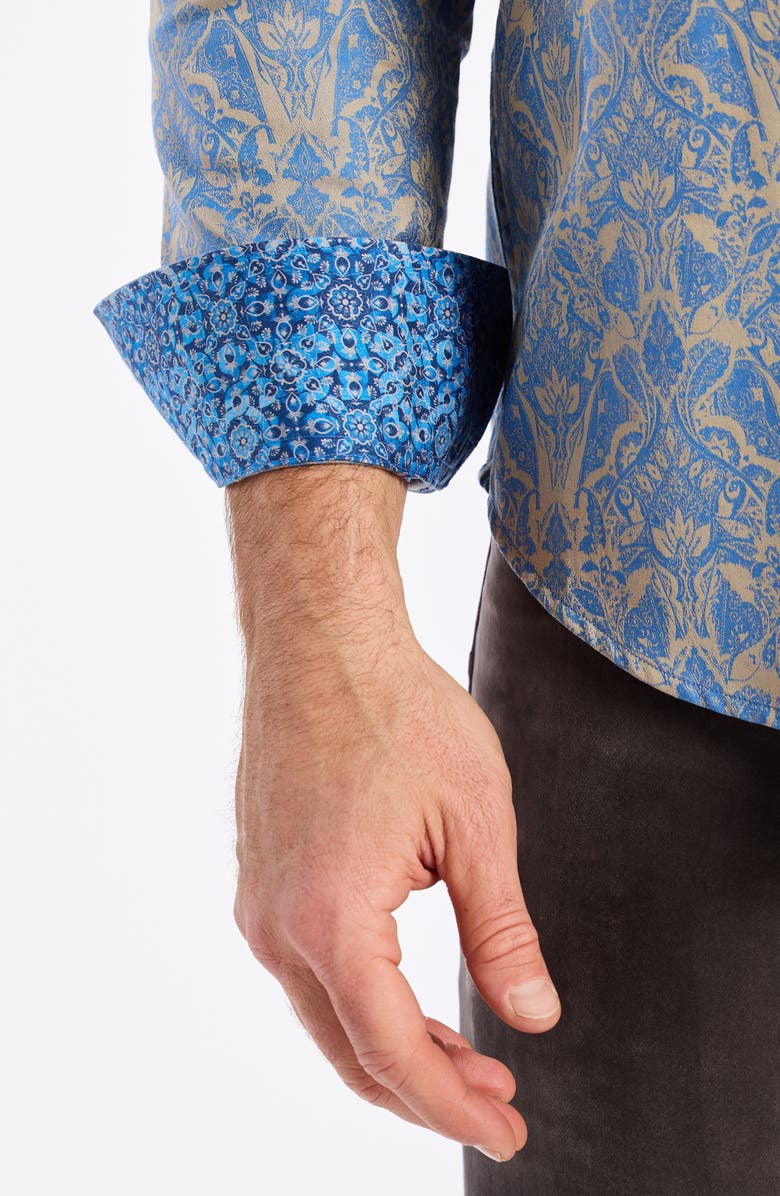 Robert Graham Highland Classic Fit Tapestry Print Button-Up Shirt, Alternate, color, Blue/ Khaki