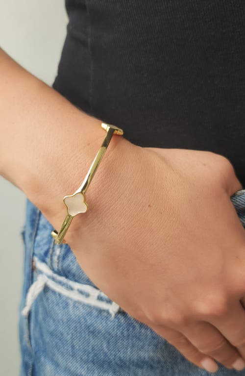 Adornia Mother Of Pearl Clover Station Bangle In Gold