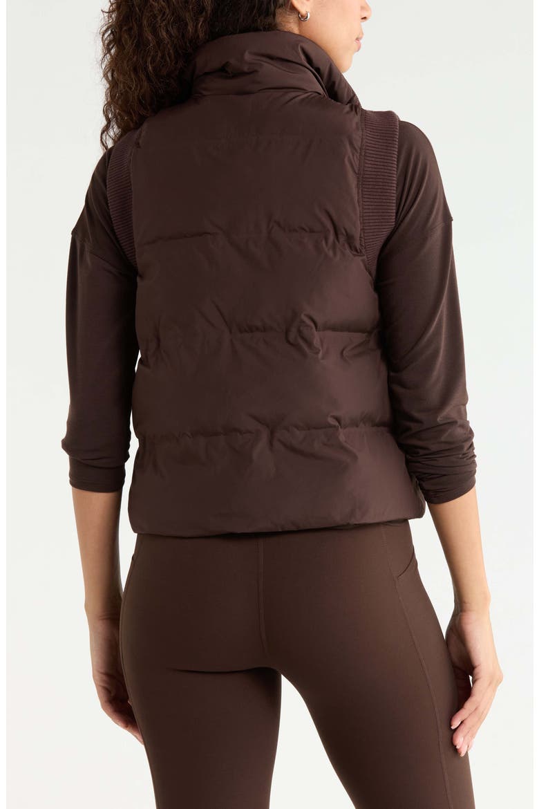 Rib Trim Puffer Vest, Alternate, color, BROWN MOLE