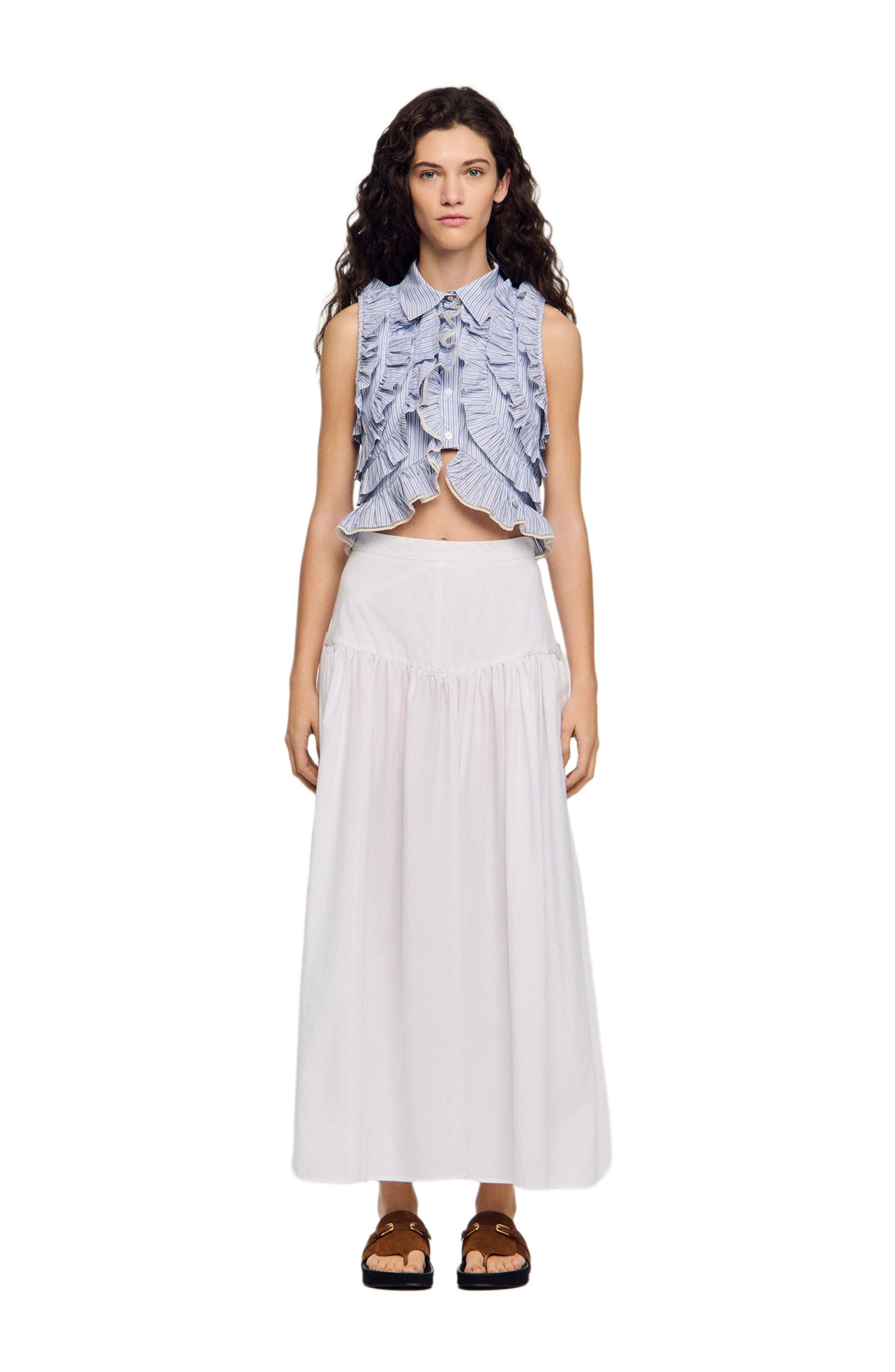 Long poplin skirt with ties - image 2