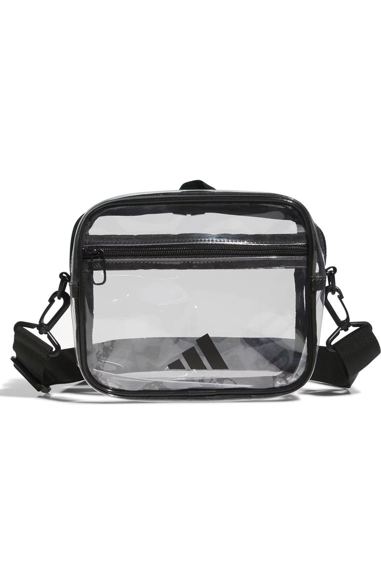 adidas Originals Transparent Bag, Main, color, Clear/ Bold Blue/ Scarlet