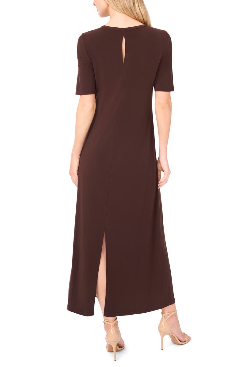 Vince Camuto Short Sleeve Maxi Dress, Alternate, color, Chocolate