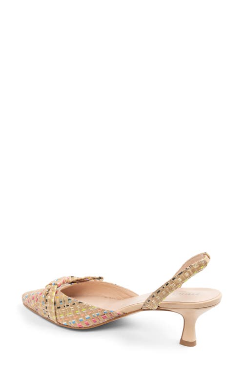 Patricia Green London Bow Pointed Toe Kitten Heel Pump In Rainbow Raffia