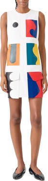 Akris Paravent Patchwork Leather Sheath Dress