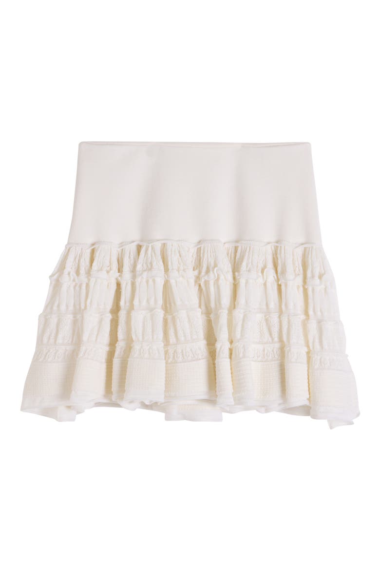 Wool Blend Ruffle Sweater Skirt, Alternate, color, BLANC