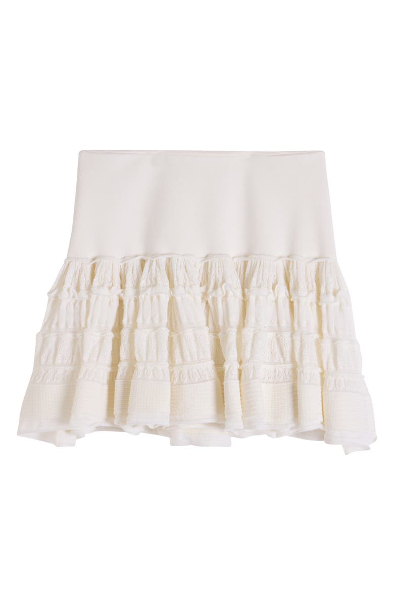 Alaïa Wool Blend Ruffle Sweater Skirt, Alternate, color, Blanc