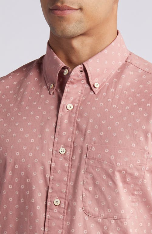 Faherty Playa Short Sleeve Stretch Organic Cotton Button-down Shirt In Sandstone Red Sunburst