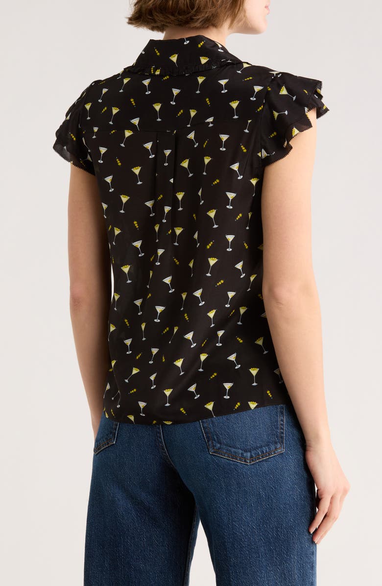 Alice + Olivia Ruffle Silk Blouse, Alternate, color, Last Call