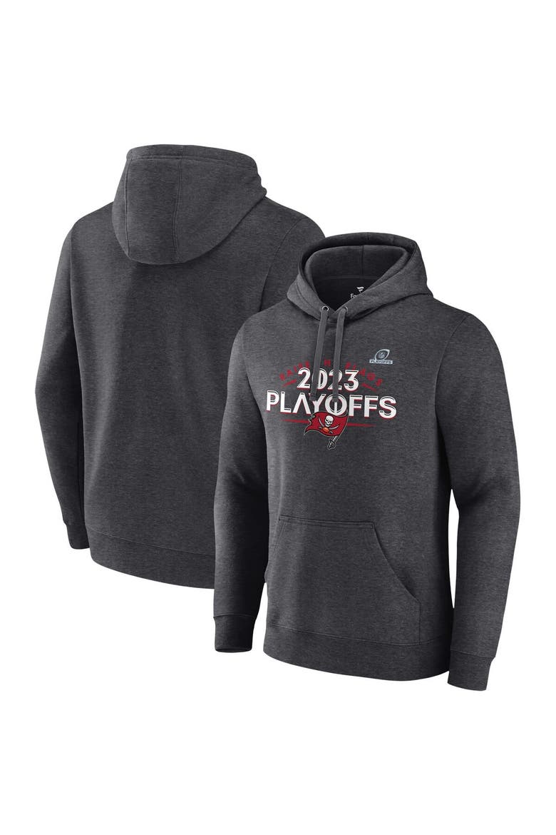Men's Fanatics Branded Heather Charcoal Tampa Bay Buccaneers 2023 NFL Playoffs Fleece Pullover Hoodie, Alternate, color, Heather Charcoal