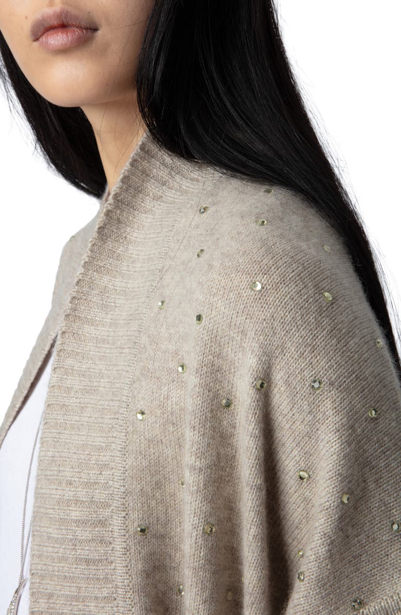 Zadig & Voltaire Indiany Studded Cashmere Cardigan, Alternate, color, 