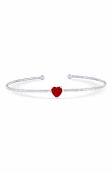 SIMONA Ruby Birthstone CZ Heart Bangle