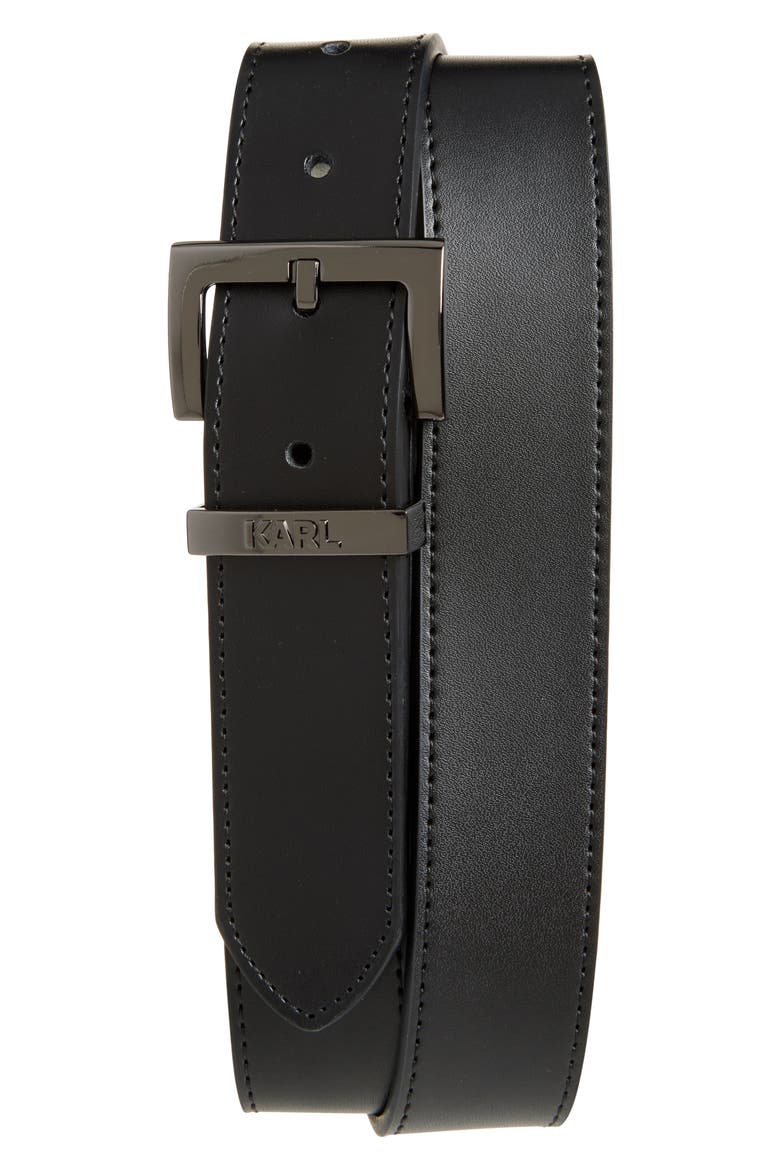 Smooth Leather Belt, Main, color, BLACK