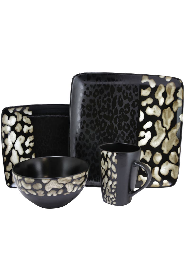 Savannah 16 Piece Stoneware Dinnerware Set, Alternate, color, Black