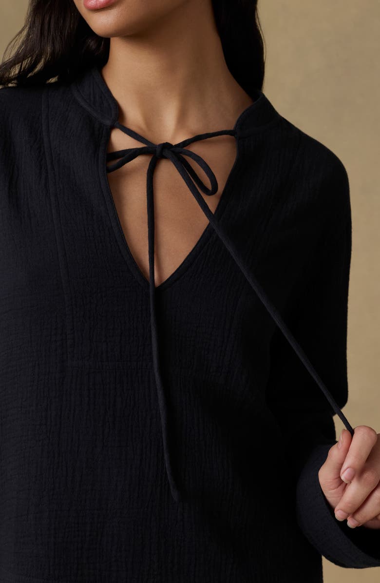 Faherty Dune Harbor Cotton Gauze Top, Alternate, color, Black