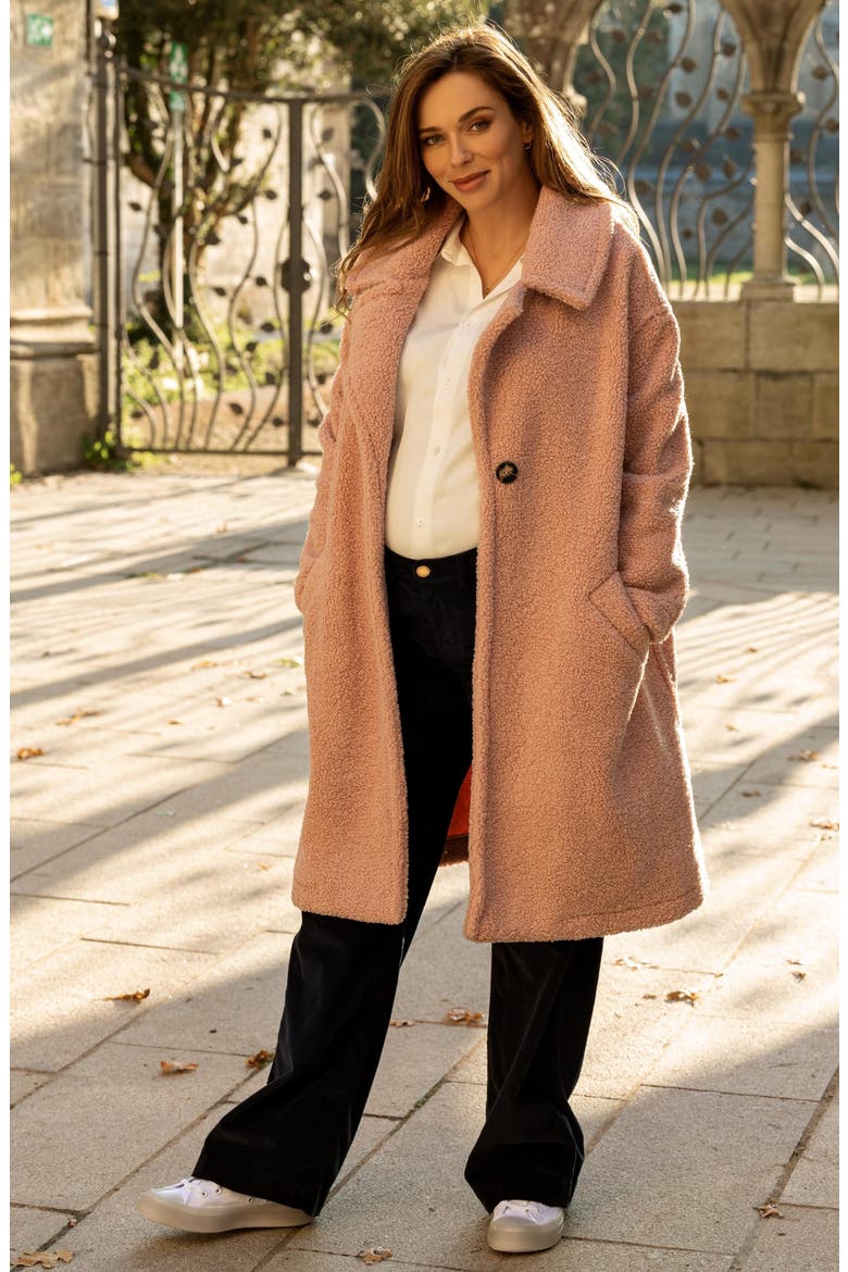 Léonie Long pregnancy coat, Alternate, color, PINK
