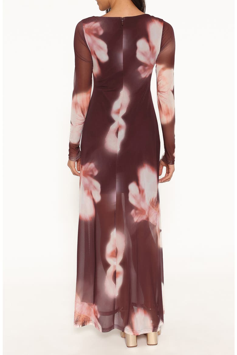 Bradshaw Floral Long Sleeve Maxi Dress, Alternate, color, BROWN BLURRED FLORAL